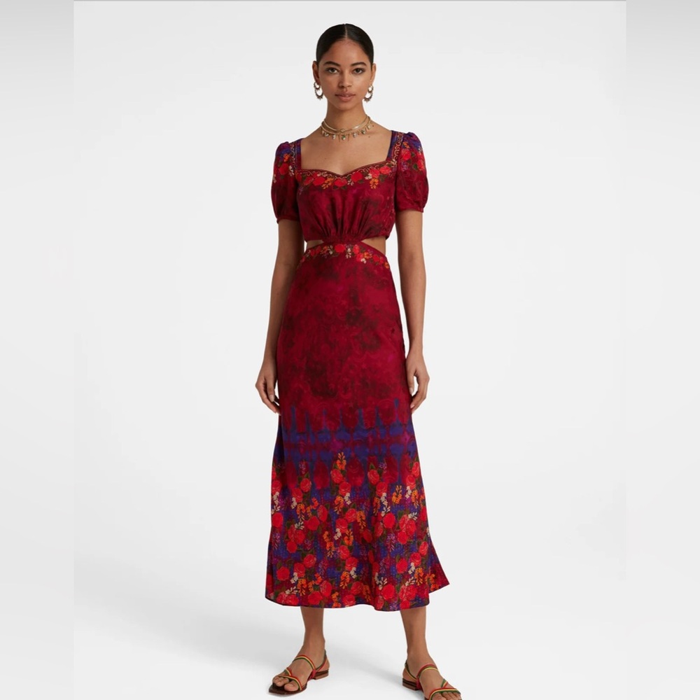 SALONI- Venyx Lula Silk Dress in Sunset Mala
